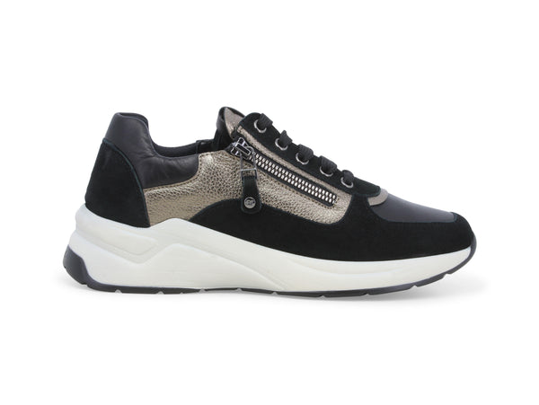 Melluso Donna Sneakers Lacci con Zip Camoscio Pelle Nera R25731W-238842
